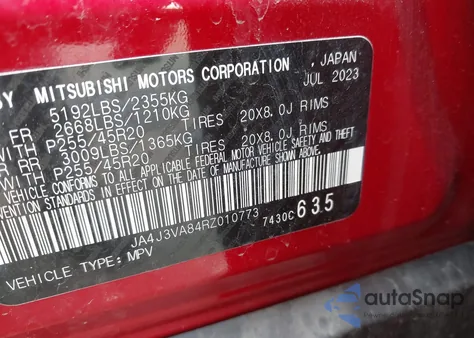 2024 Mitsubishi Outlander Se 2.5 2Wd/Se Black Edition S-Awc/Se Black Edition W/Pano Roof S-Awc из США, поврежденный, VIN JA4J3VA84RZ010773